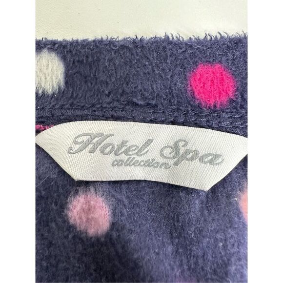 Hotel Spa Collection Polka Dot Feece Pajama Top Navy Blue Pink Size XL See Notes - Picture 5 of 11